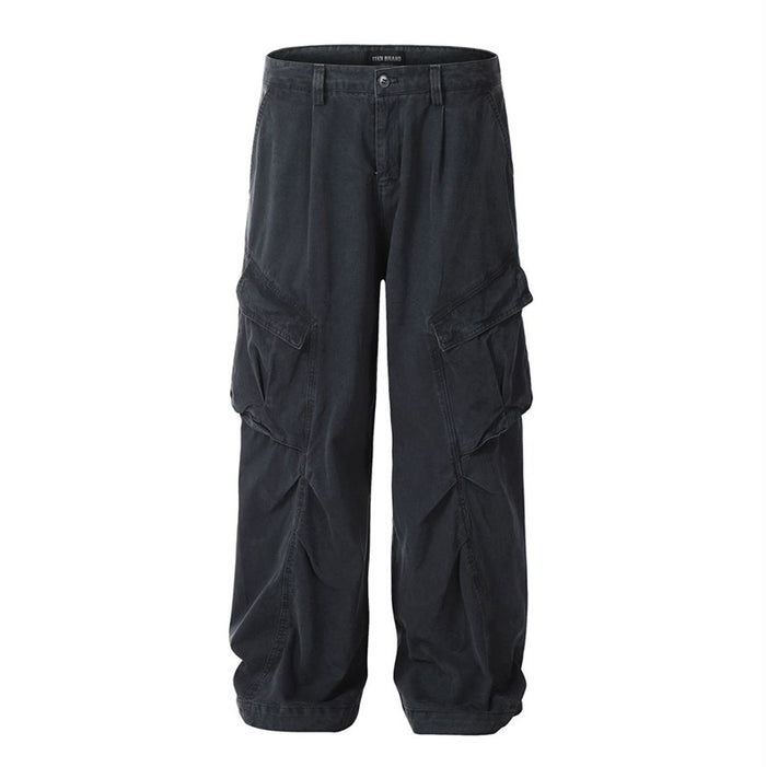 American High Street Workwear Multi-pocket Design Sense Wide-leg Casual Pants Men