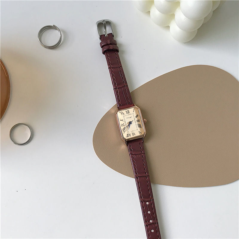 Relógio quadrado de moda simples com design feminino relógio de quartzo
