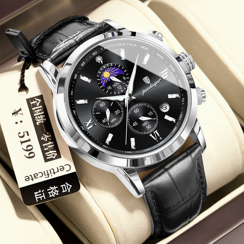 Multi-Function Sports Timing Moon Phase Men's Watch