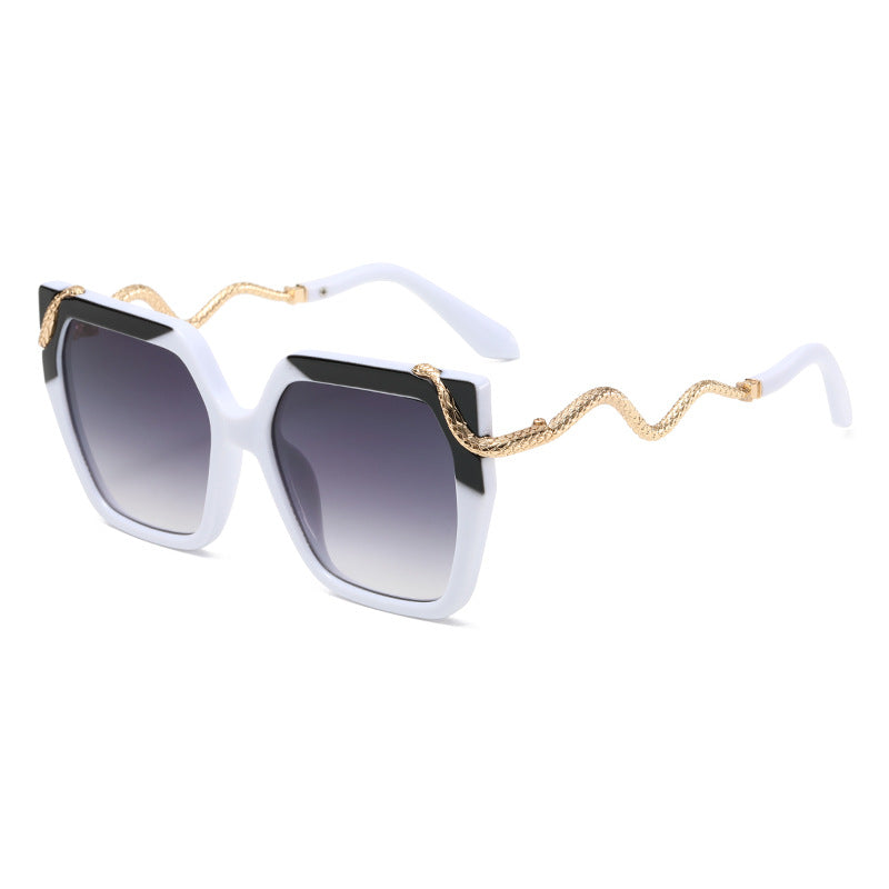 Retro quadratische Sonnenbrille mit Schlangenmuster für einen stylischen Look