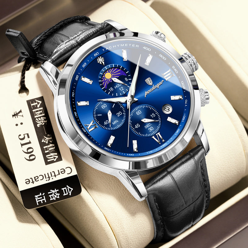 Multi-Function Sports Timing Moon Phase Men's Watch