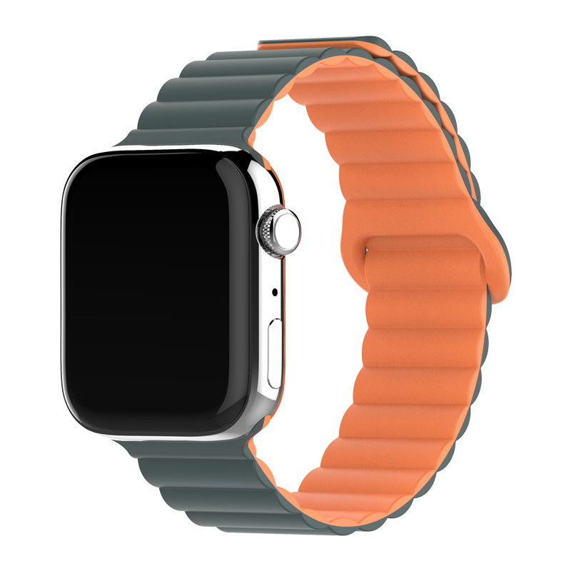 Two-color Silicone Magnetic Back Ring Buckle Watch Band