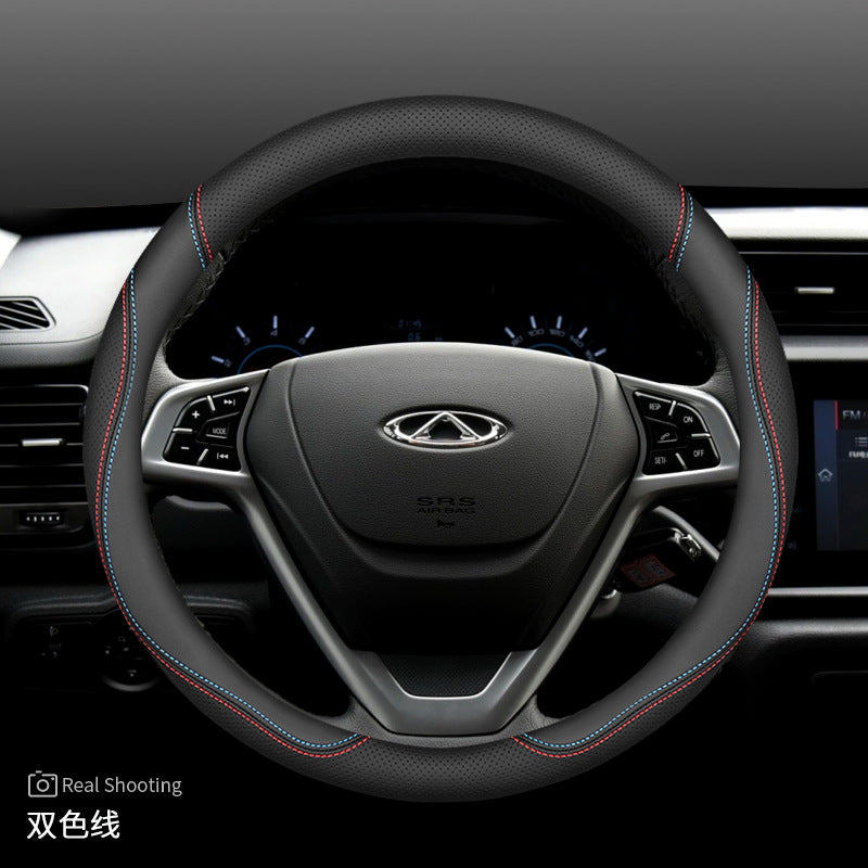 Leather Sports-style Steering Wheel Cover