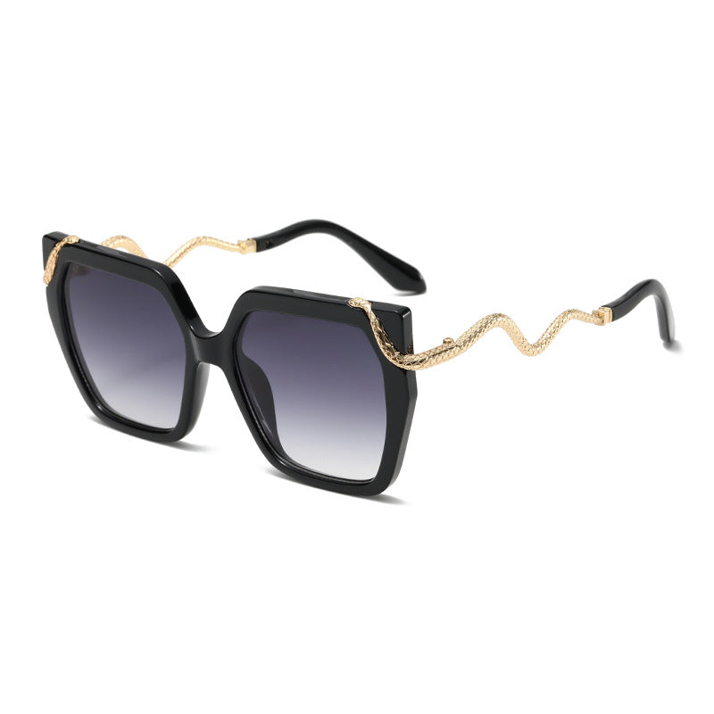 Retro quadratische Sonnenbrille mit Schlangenmuster für einen stylischen Look