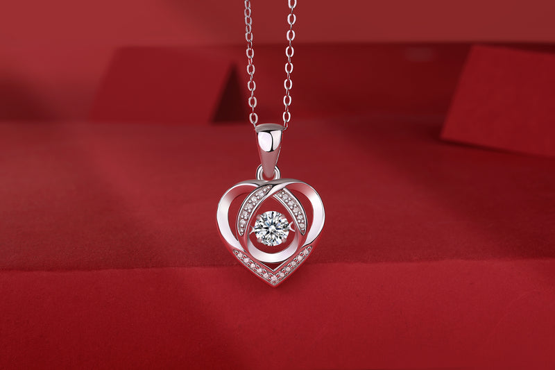 With You In My Heart – Um conjunto de pingente de colar moderno e moderno com Moissanite S925 de alta qualidade, banhado a prata e platina, pode ser testado com uma caneta de diamante