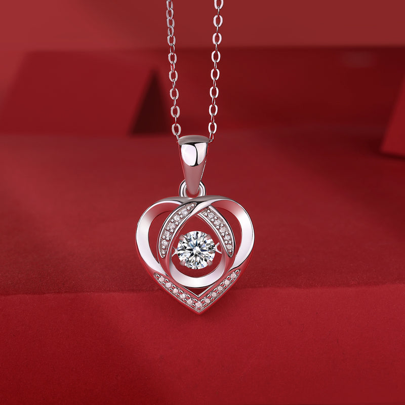 With You In My Heart – Um conjunto de pingente de colar moderno e moderno com Moissanite S925 de alta qualidade, banhado a prata e platina, pode ser testado com uma caneta de diamante
