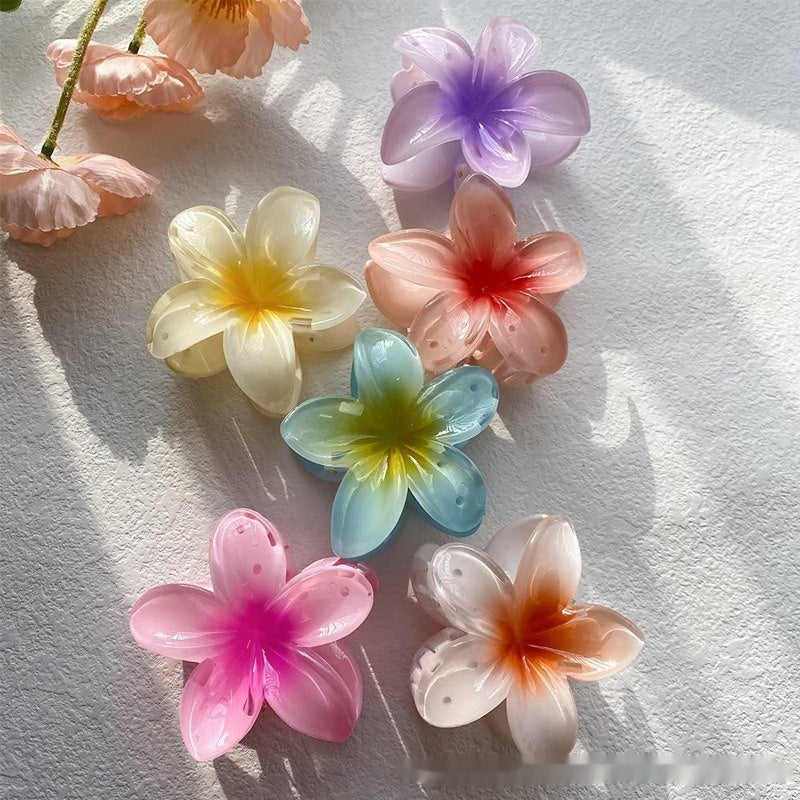 Gancho de Cabelo com Pinça de Ovo e Flor de Bauhinia