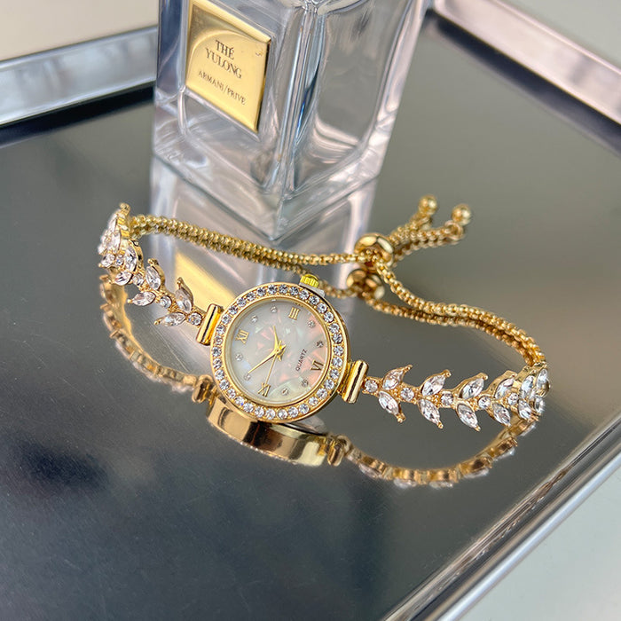 Affordable Luxury Diamond-embedded Free Adjustable Bracelet Quartz Watch