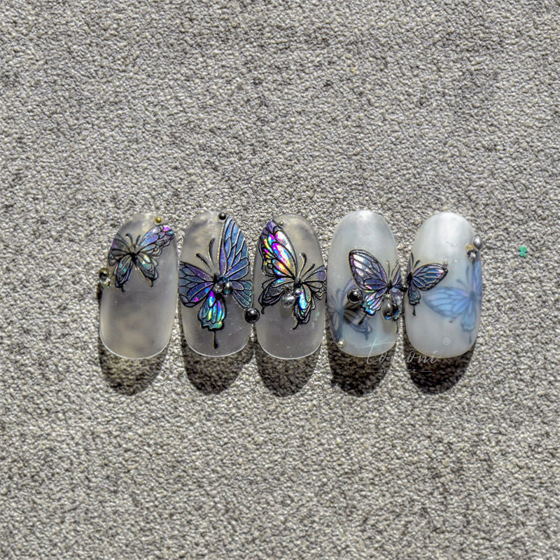 Colorful Butterfly Graceful Relief Laser 5d Three-dimensional Adhesive Waterproof Nail Sticker