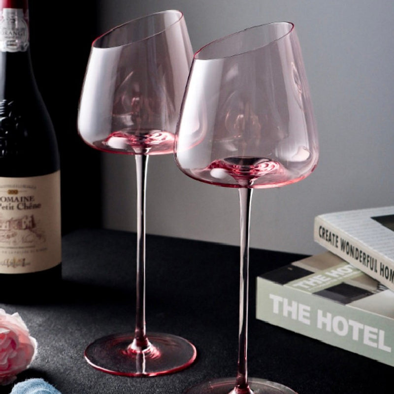 Flamingo Red Wine Oblique Mouth Glass Tall Cup
