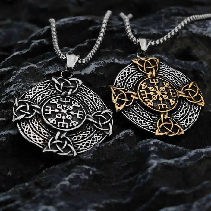 Vintage Stainless Steel Men's Pendant Cross Celtic Knot Symbol Necklace