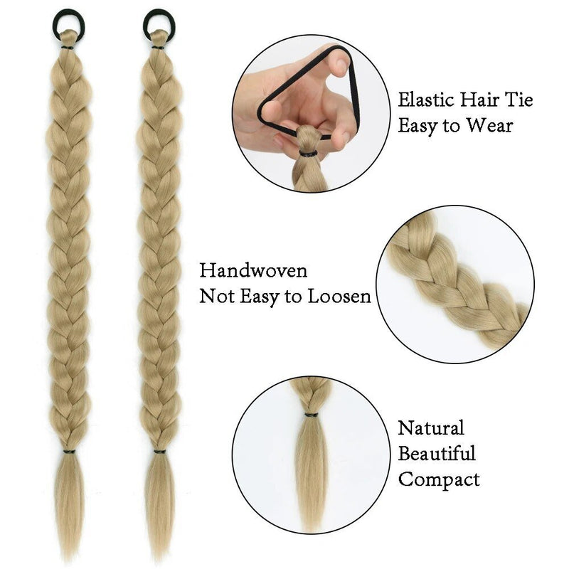 24-Zoll Damen-Flechtzopf Haarring Pferdeschwanz-Streifen Gummiband Pferdeschwanz