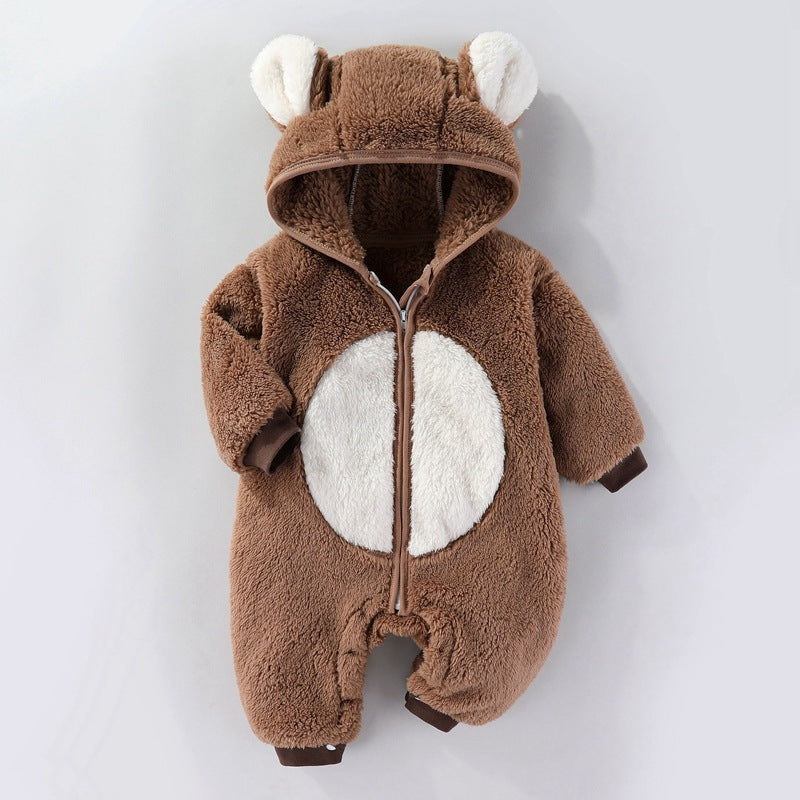 Herbst- und Winterkleidung für Babys: Dicker, warmer Langarm-Strampler mit Fleece-Futter