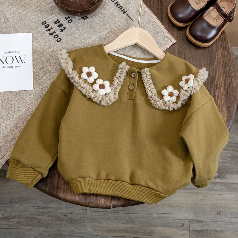 Doll Collar Sweater Girls' Baby Pullover