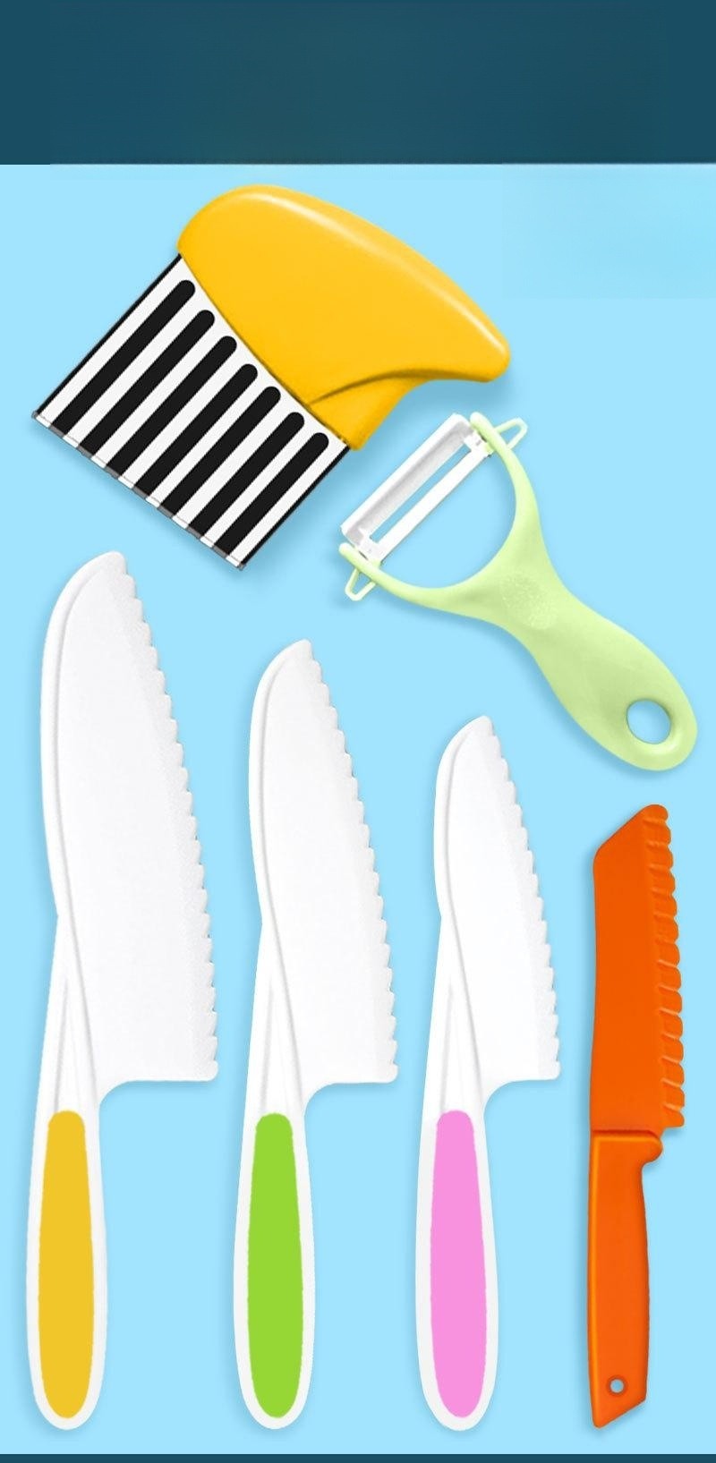 Wave Cutting Board Plastic Fruit Knife Set