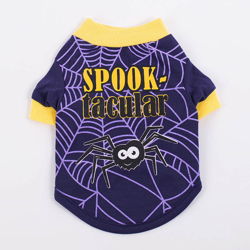 Hundekleidung Frühjahr- und Sommerkleidung Cartoon-Print T-Shirt Teddy Bichon Haustierkostüm Großhandel Haustier Halloween-Kleidung