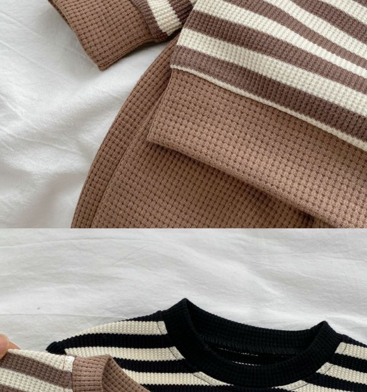 Baby Color Matching Striped Long-sleeved Top Pants Suit