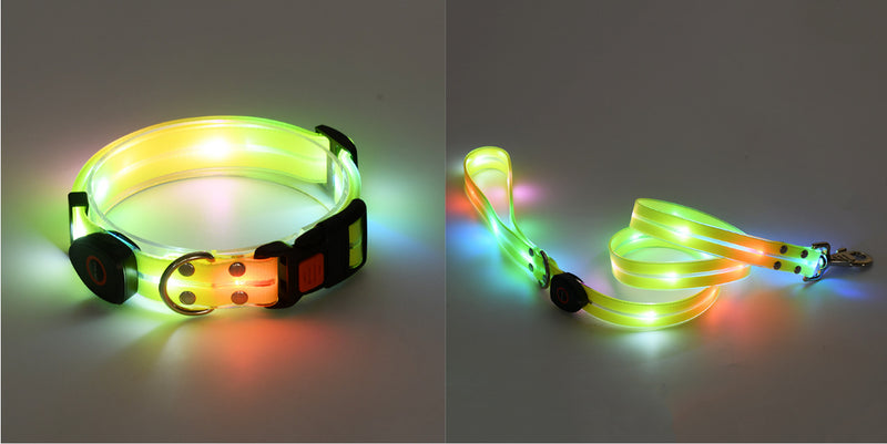 LED Luminous Collar Rechargeable Pet Collar Nylon Tow Rope