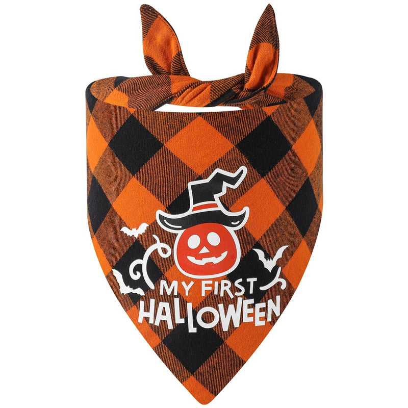 Lenço de Saliva para Animais de Estimação com Padrão Xadrez Luminoso para o Halloween