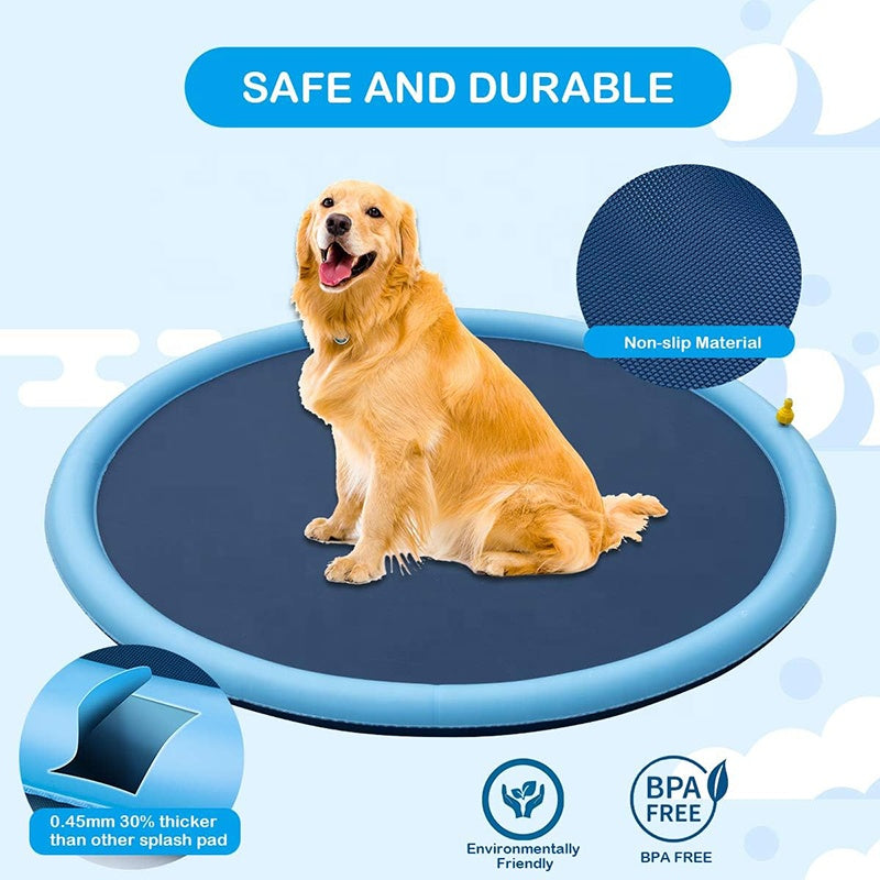 Brinquedo Aspersor para Cão, Tapete de Piscina Antiderrapante para Cães, Almofada de Água para Exterior