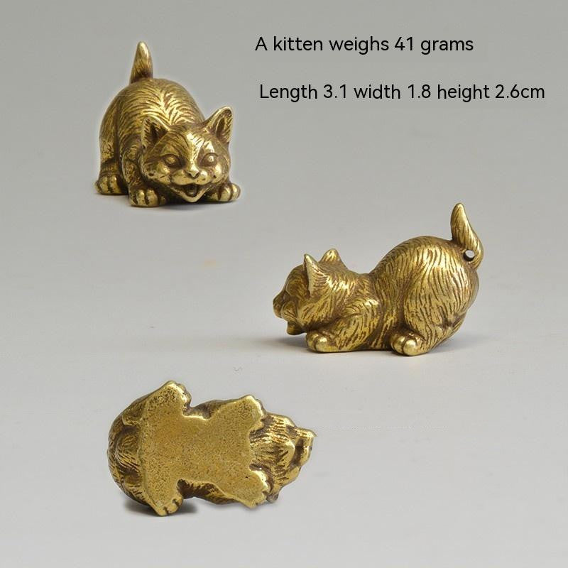 Ornatos de Chá em Latão de Estilo Chinês Mini Ornatos de Gatinho