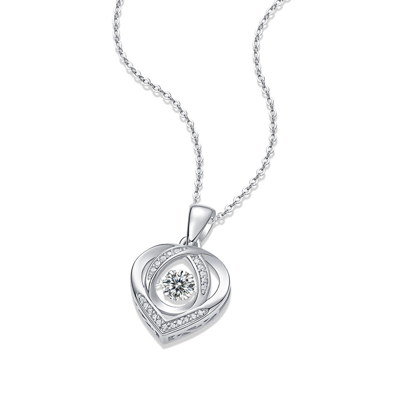 With You In My Heart – Um conjunto de pingente de colar moderno e moderno com Moissanite S925 de alta qualidade, banhado a prata e platina, pode ser testado com uma caneta de diamante