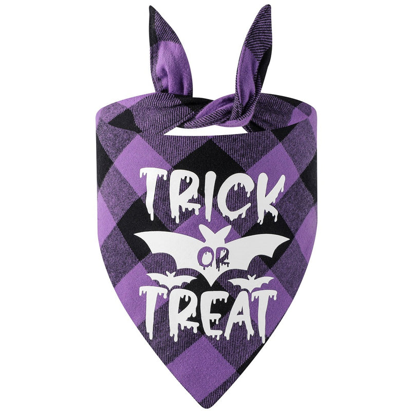 Lenço de Saliva para Animais de Estimação com Padrão Xadrez Luminoso para o Halloween