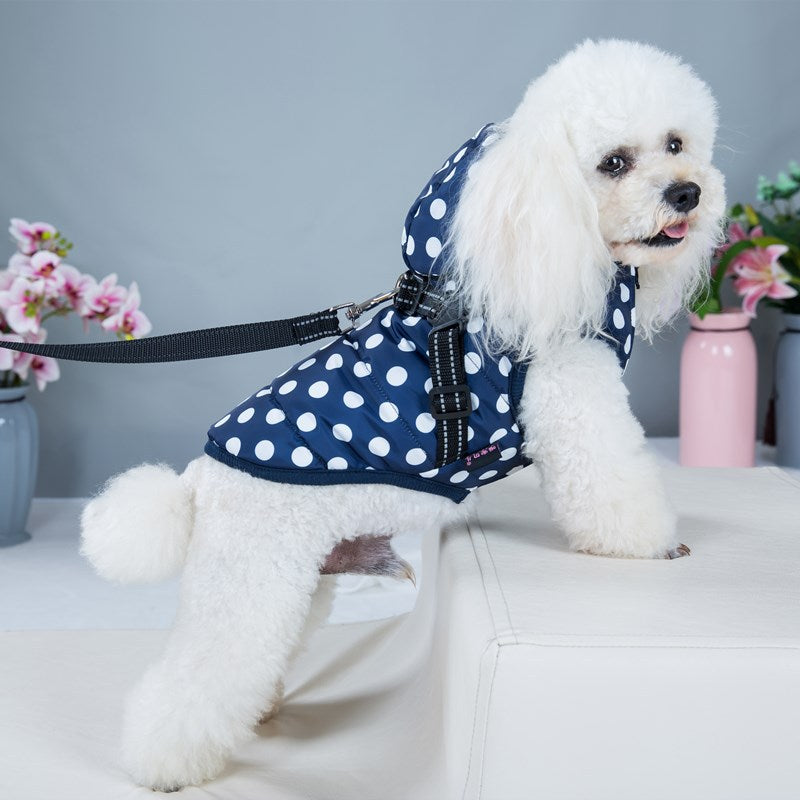 Casaco de Algodão com Pintas para Cão, Muito Vendido, Colete com Forro de Veludo Quente