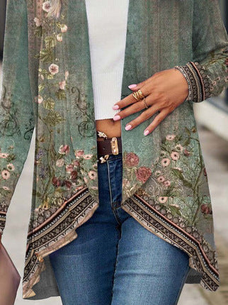 Xale Casaco Curto Cardigã Roupa Exterior Estilo Étnico
