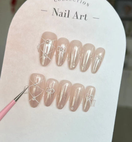 French Cherry Manicure Handmade Detachable Wear Nail