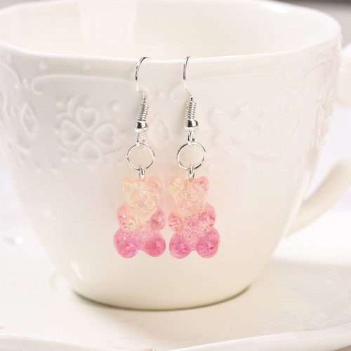European And American Resin Cartoon Cute Glitter Two-tone Earrings