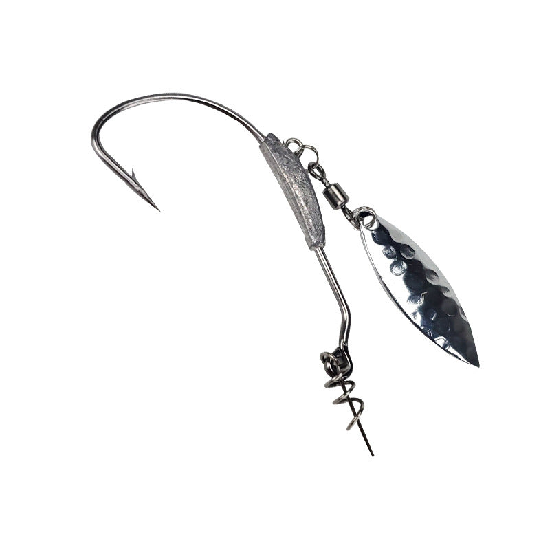 Nudefarbener Crankbait mit Bleikopf, bauchigem Kurbelhaken und Metallblatt-Köder