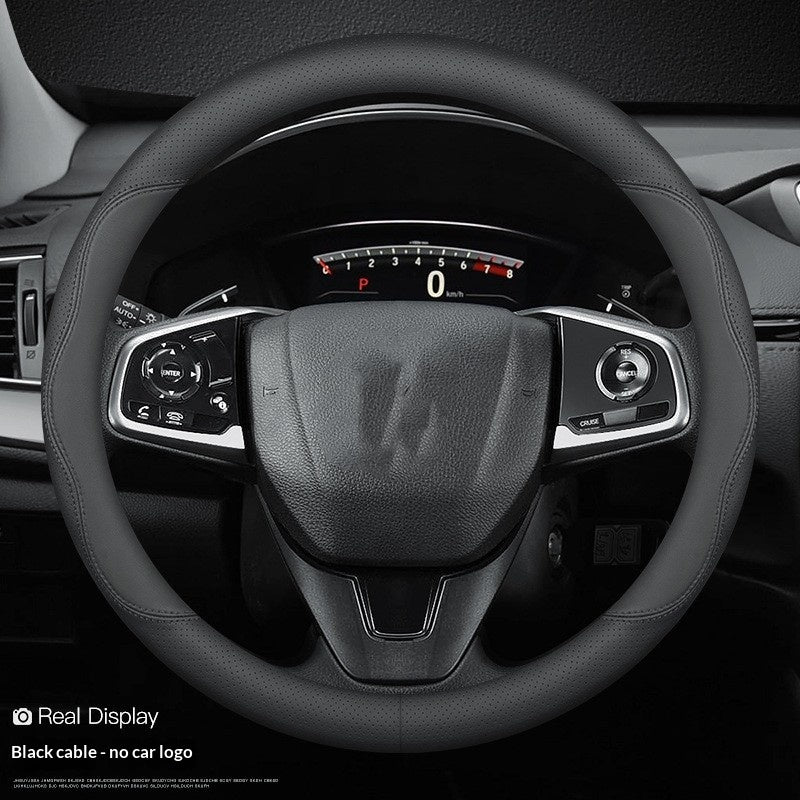Cowhide Steering Wheel Cover Sporty Style