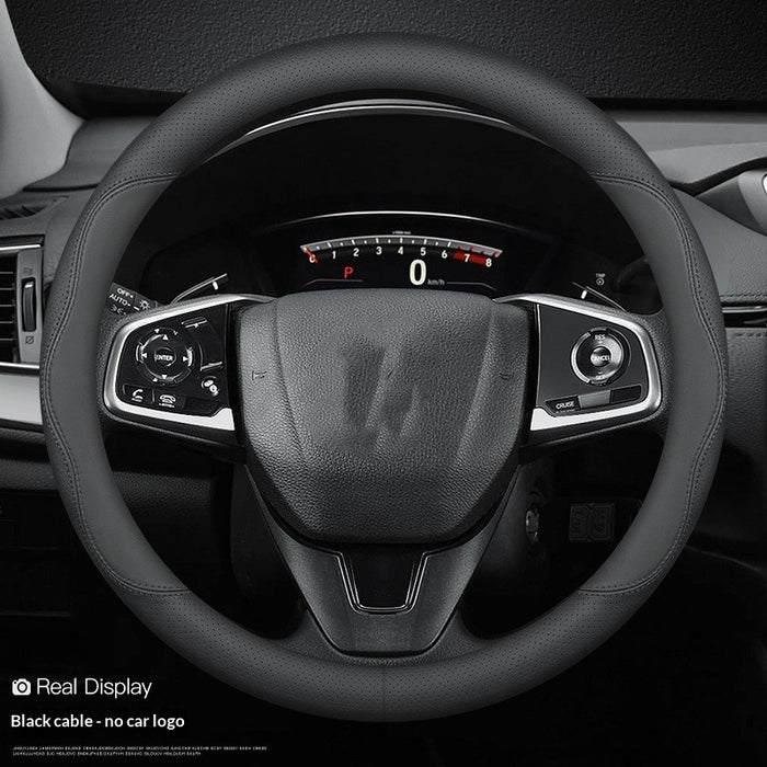 Cowhide Steering Wheel Cover Sporty Style