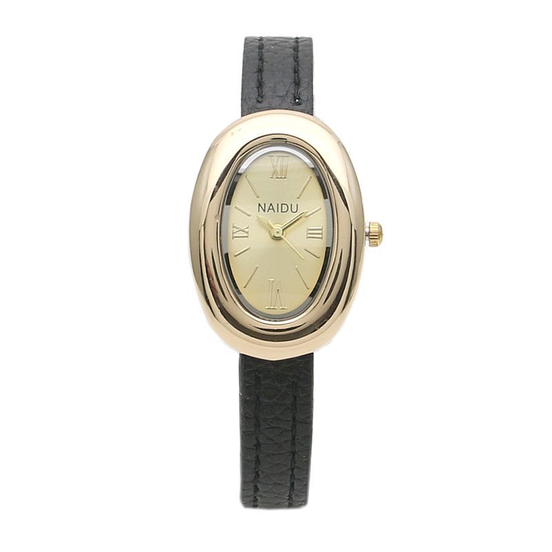 Oval Sub-dial Thin Strap Quartz Watch