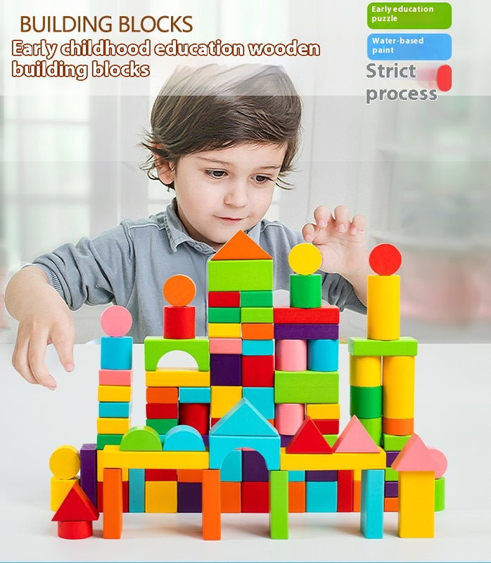 100 Colored Large Particle Building Blocks Children's Wooden Toys