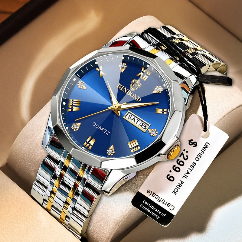 Men's New Style Middle School Student Double Calendar Electronic Quartz Watch Waterproof