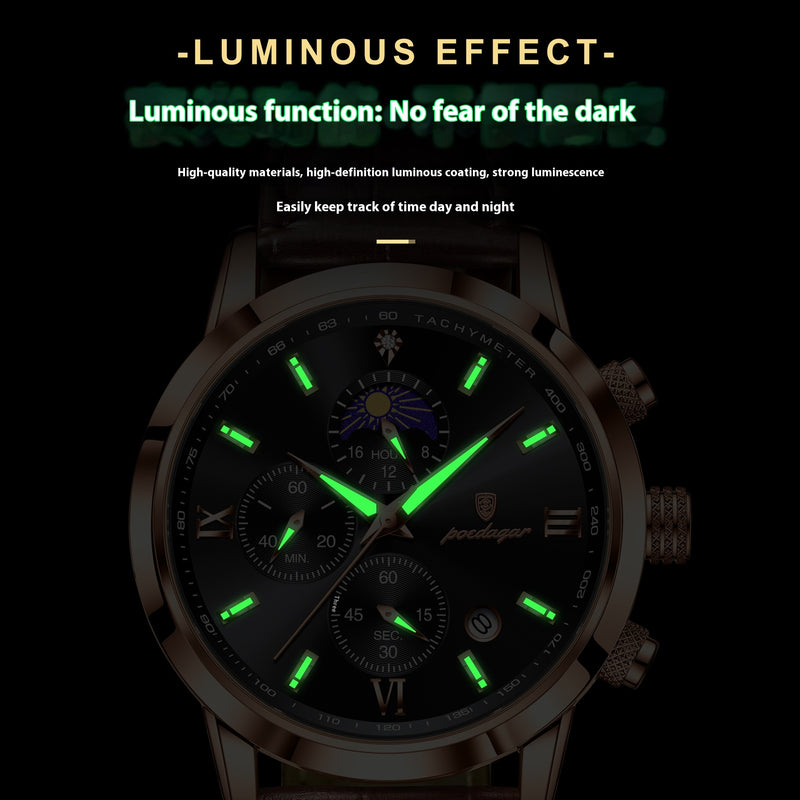 Multi-Function Sports Timing Moon Phase Men's Watch