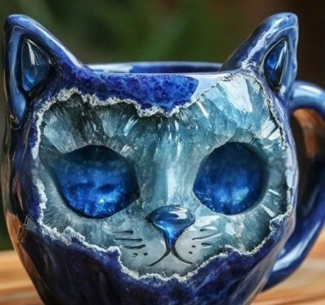 Geoden-Tasse Kristall-Katzenbecher Kunstharz-Handwerk