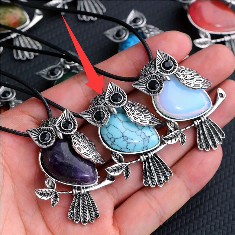 Natural Crystal Vintage Owl Pendant Pendant