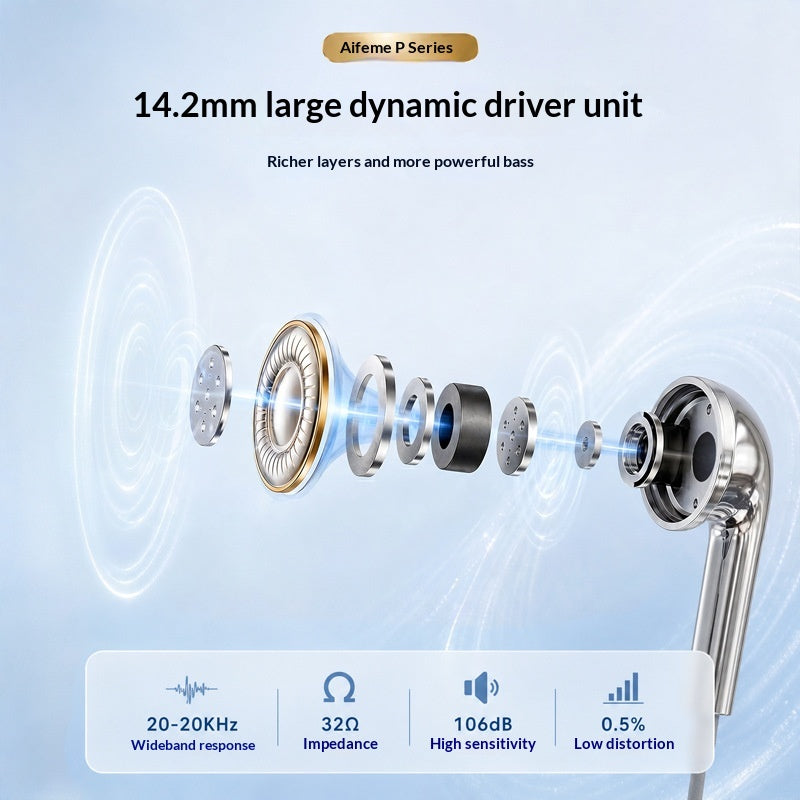 Fourth-generation Electroplated Silver-colored Wired Earphones With A Glossy Finish