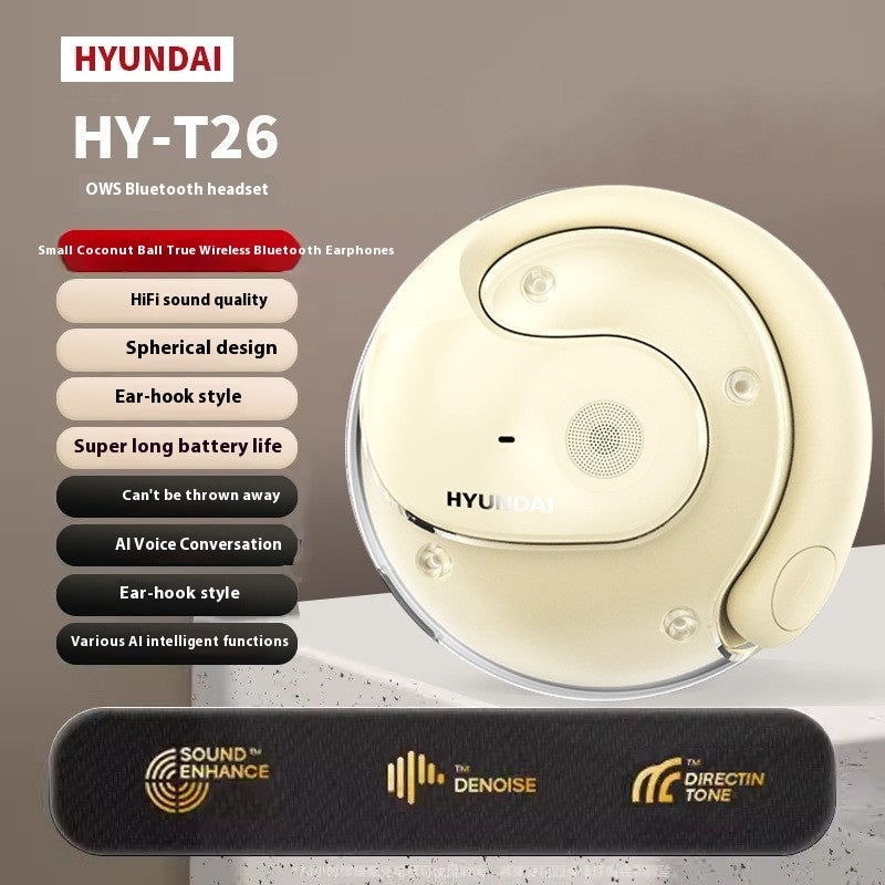 Auscultadores Bluetooth Sem Fios Coconut Ball, Modelo de Gancho com Redução de Ruído