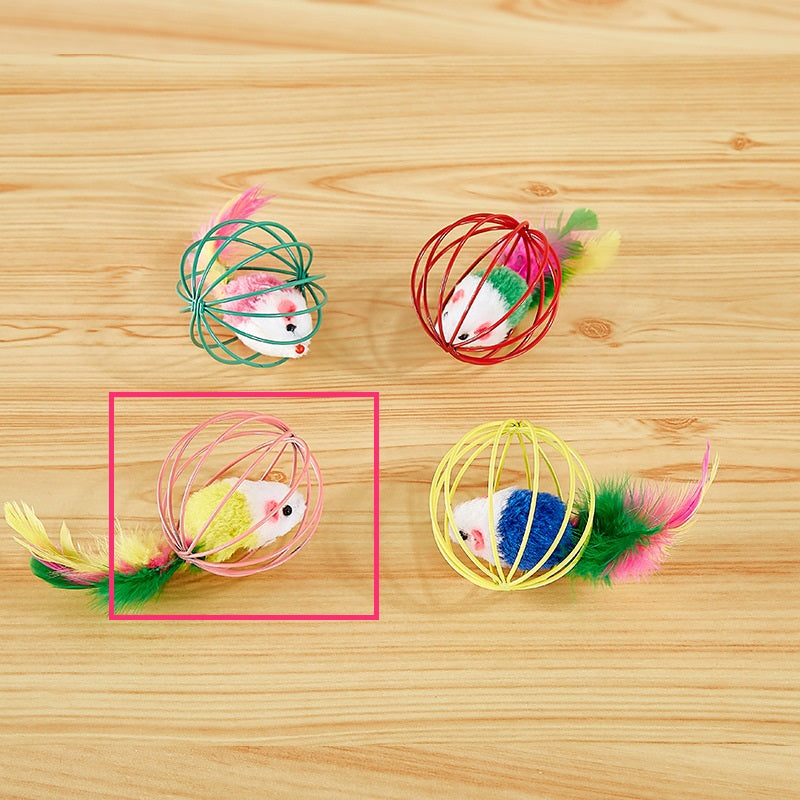 Katzenspielzeug Drahtmaus zum Selbstbeschäftigen, lackiert, zum Knabbern