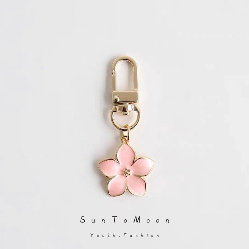 Simple Girl Heart Pear Flower Keychain Japanese Flower Schoolbag Pendant