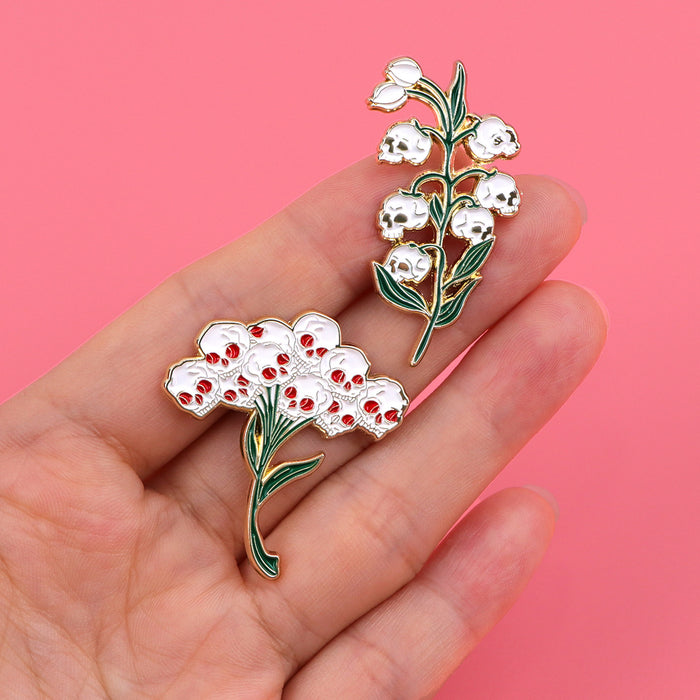 Skull Flower Brooch Backpack Ornament Accessories Pin Alloy