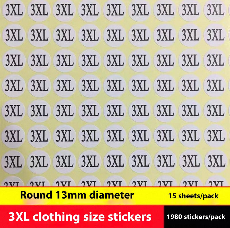 Clothes Size Sticker Digital Adhesive Sticker