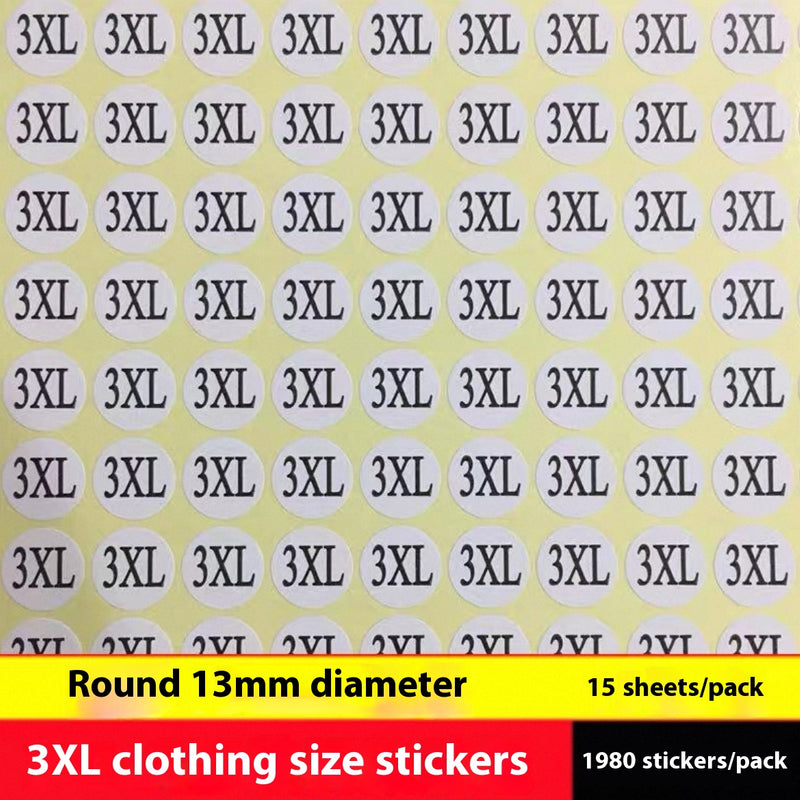 Clothes Size Sticker Digital Adhesive Sticker