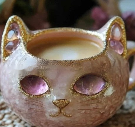 Geoden-Tasse Kristall-Katzenbecher Kunstharz-Handwerk