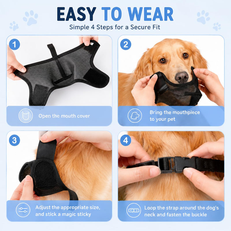 Dog Muzzle, Soft Air Mesh Muzzles For Large Sized Dogs, Breathable Dog Mussels For Scavenging Biting Licking & Barking, Adjustable Mouth Guard With Front Opening, Allows Panting And Drinking