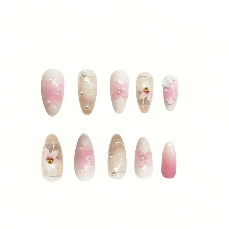 Unhas Postiças Removíveis com Flores Doces Pure Desire